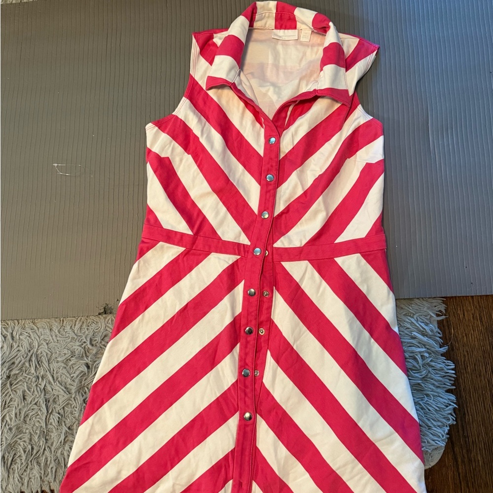 New York & Company Pink and White Striped Top